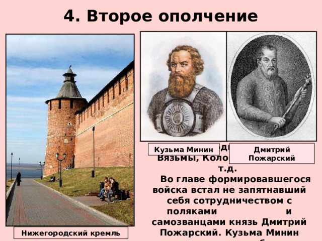 Орган управления второго ополчения. 2 Ополчение смутного времени. Нижегородский староста организовавший второе ополчение. Время формирования первого и второго ополчения.