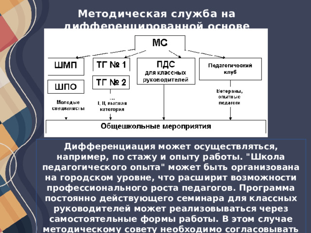 Что относится к моделям методических служб