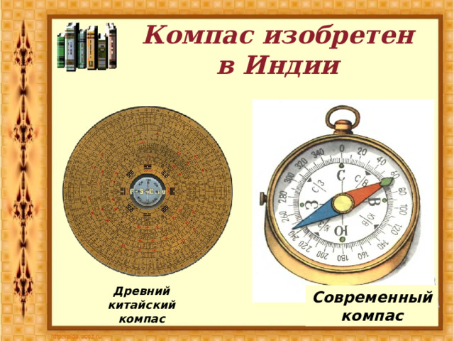 Компас изобретен в Индии Древний китайский компас Современный компас Современный компас 