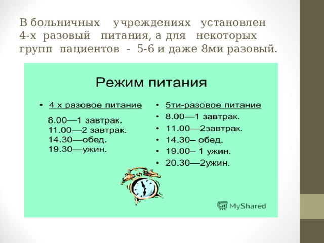 Организация питания пациентов в стационаре презентация