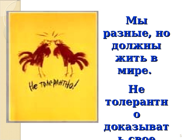 Мы разные, но должны жить в мире. Не толерантно доказывать свое право на разность подобным образом  