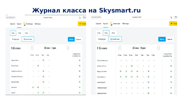 Журнал класса на Skysmart.ru   