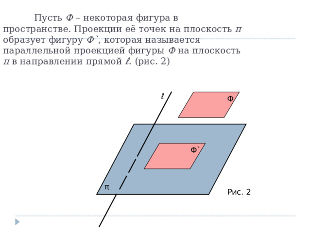 Изображение плоских фигур в параллельной проекции