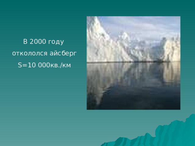В 2000 году откололся айсберг S=10 000 кв./км 