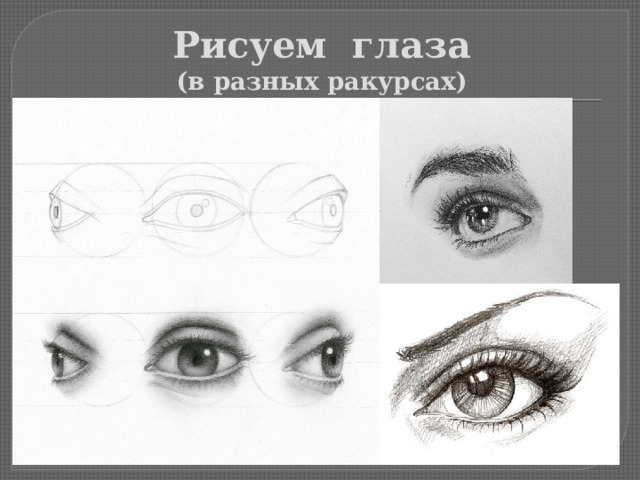 Рисуем глаза  (в разных ракурсах) 