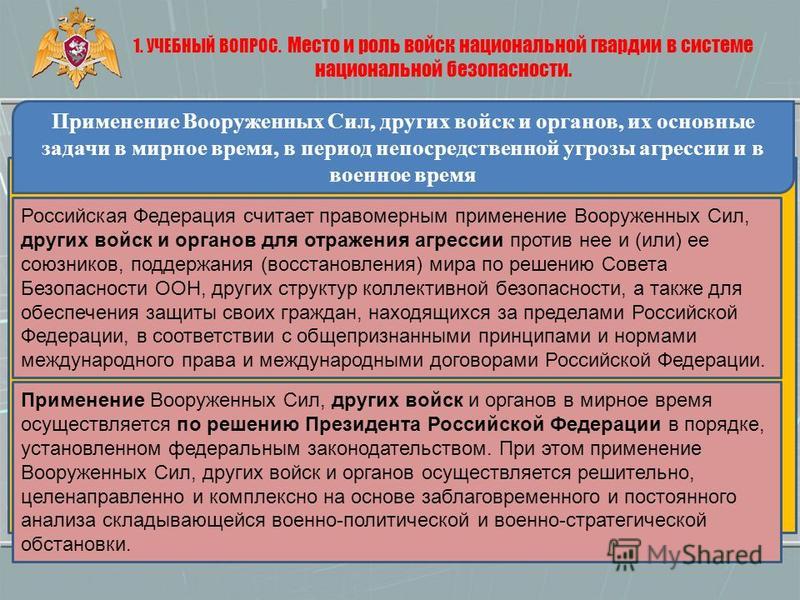 Военные угрозы военной безопасности российской федерации. Применение Вооруженных сил. Задачи ВНГ. Задачи национальной гвардии. Задачи войск национальной гвардии РФ.