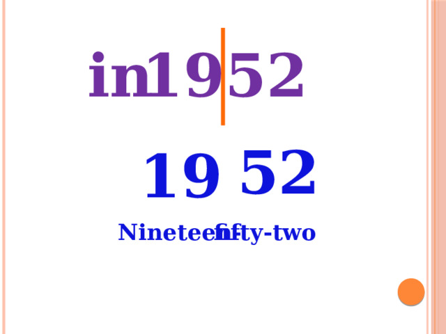 1952 in 52 19 Nineteen- fifty-two 