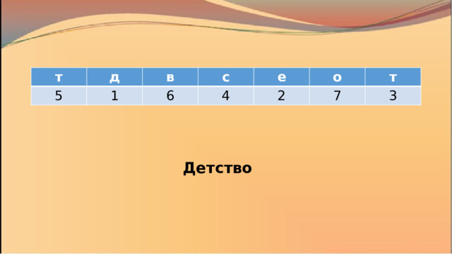 т д 5 в 1 с 6 е 4 о 2 т 7 3 Детство 