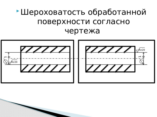 Шероховатость обработанной поверхности согласно чертежа Rz20 10 10 Rz20 