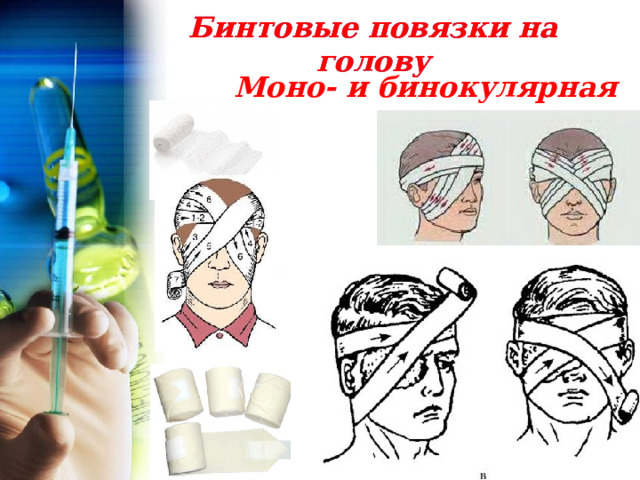 Бинтовые повязки на голову  Моно- и бинокулярная  1 