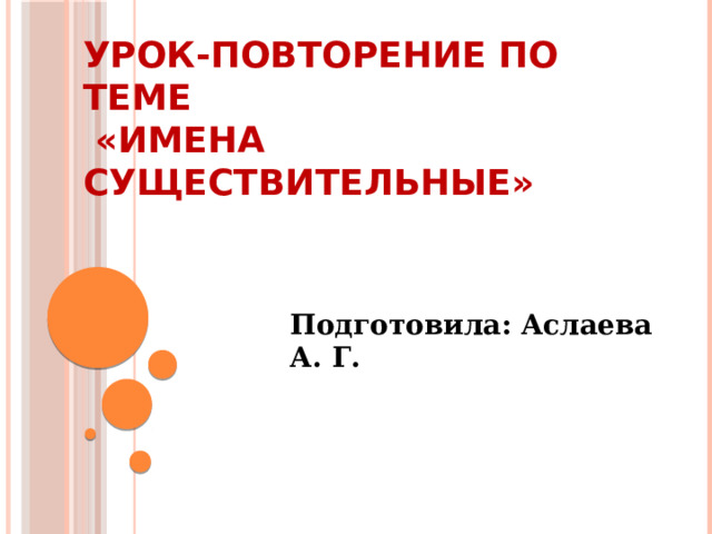 Урок-повторение по теме  «Имена существительные» Подготовила: Аслаева А. Г. 
