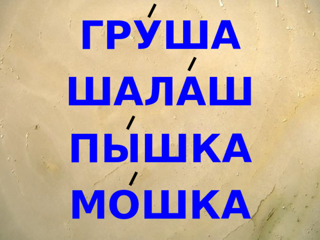 ГРУША ШАЛАШ ПЫШКА МОШКА 