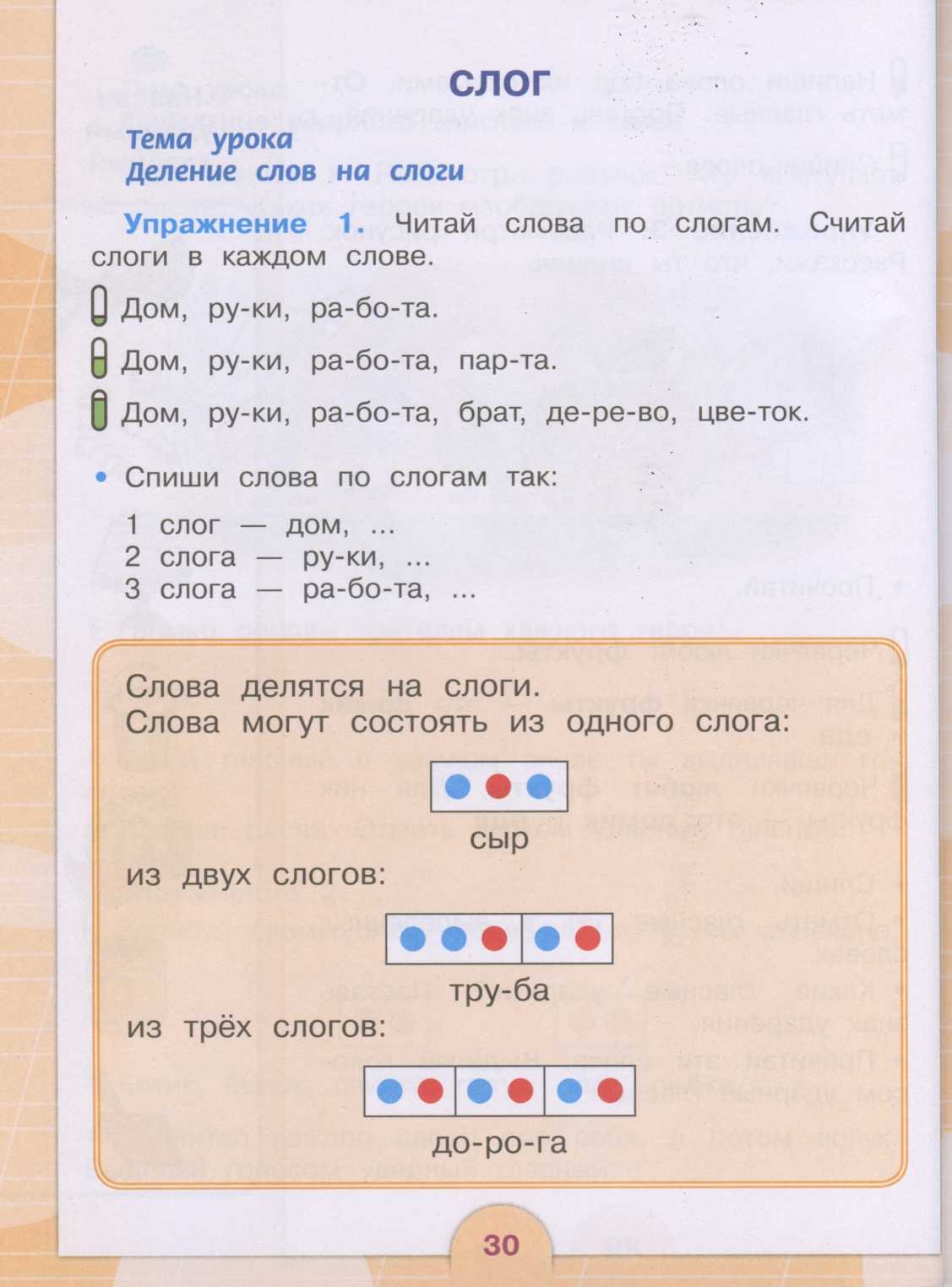 План урока русского языка «Слог. Деление слов на слоги» для дистанционного  обучения во 2 классе для обучающихся с умственной отсталостью