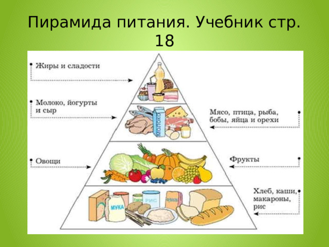 Пирамида питания. Учебник стр. 18 