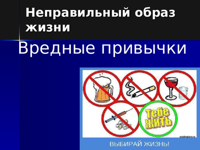Неправильный образ жизни Вредные привычки 