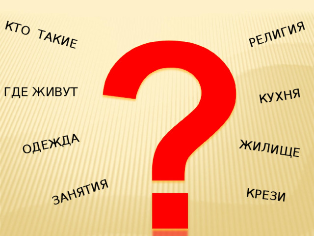 КТО ТАКИЕ ОДЕЖДА ЗАНЯТИЯ РЕЛИГИЯ КУХНЯ ЖИЛИЩЕ КРЕЗИ ГДЕ ЖИВУТ 