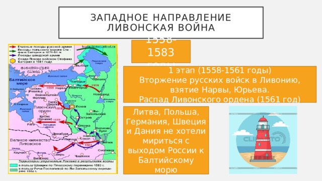 Причины западного направления. Итоги русско Ливонской войны 1558-1583.