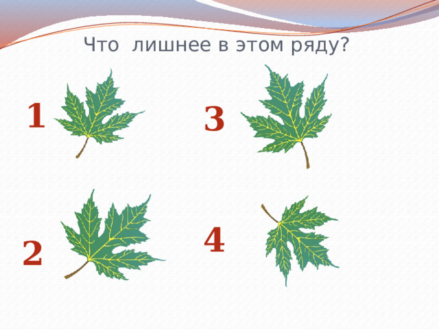 Что лишнее в этом ряду? 1 3 4 2 