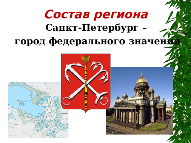 Состав региона Санкт-Петербург – город федерального значения  