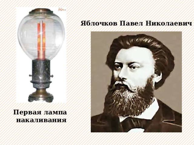 Яблочков Павел Николаевич Первая лампа накаливания 