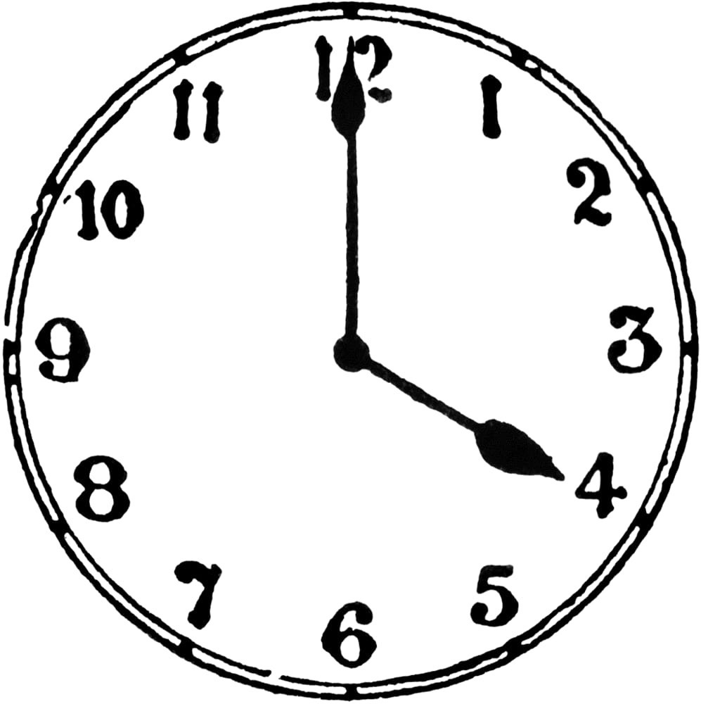 Часы показывающие 4 часа