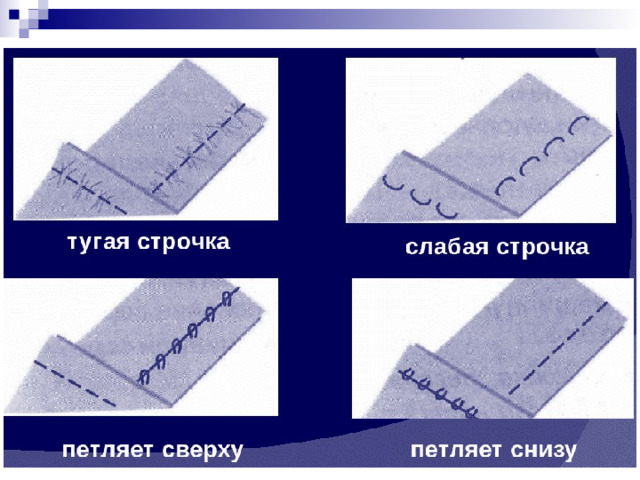 Почему петляет нижний шов. Машинная строчка петляет сверху причины.