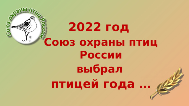2022 год Союз охраны птиц России выбрал птицей года … 