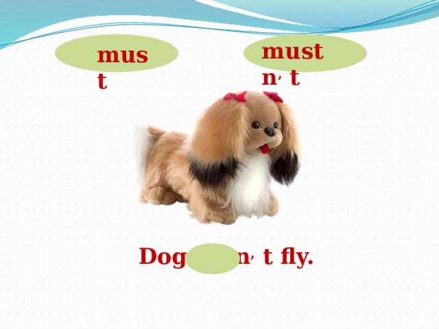 mustn , t must Dogs can , t fly.  