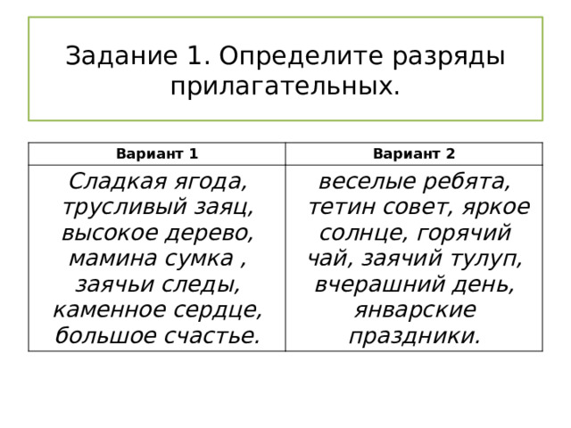 Вариант прилагательное