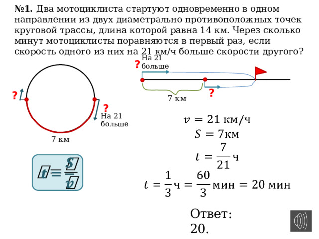 Два мотоциклиста стартуют одновременно 16