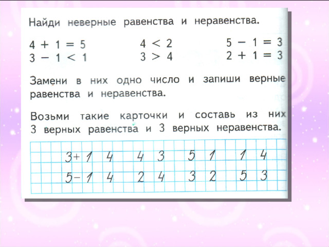 Чтобы посчитать сколько квадратов на каждом рисунке составь по одному числовому выражению