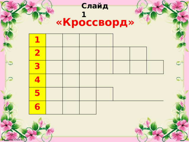 Слайд 1 «Кроссворд» 1 2 3 4 5 6  