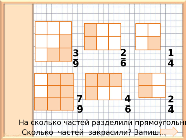 На сколько равных частей разделен прямоугольник какие дроби можно записать по этому рисунку