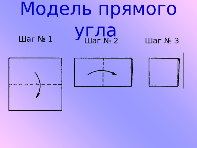 Модель прямого угла Шаг № 1 Шаг № 2 Шаг № 3 