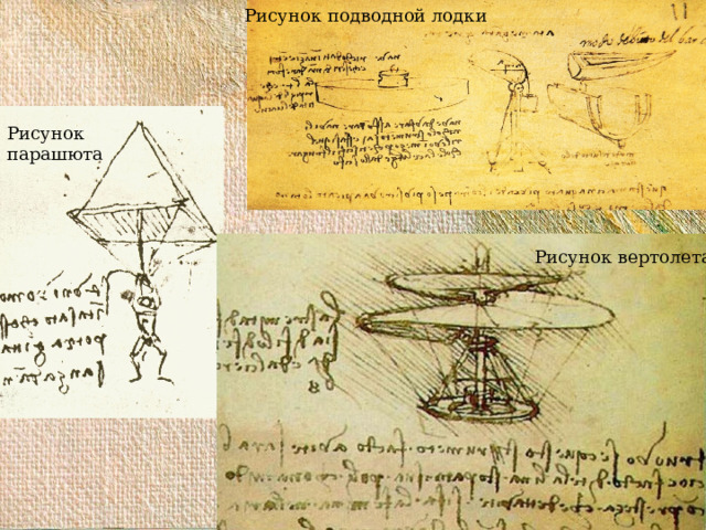 Рисунок подводной лодки Рисунок парашюта Рисунок вертолета  