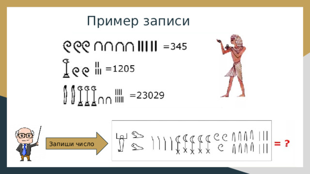 Пример записи чисел:  Запиши число 