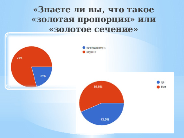 «Знаете ли вы, что такое «золотая пропорция» или «золотое сечение» 