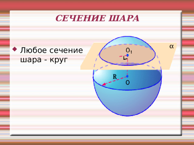 Площадь сечения шара