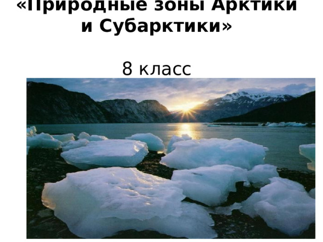 «Природные зоны Арктики и Субарктики»   8 класс 