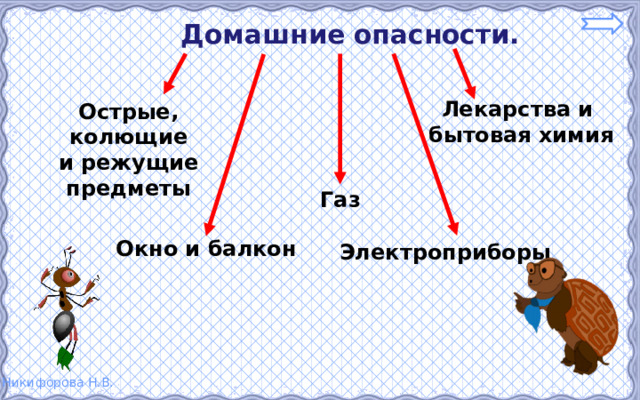 Домашние опасности. Лекарства и бытовая химия Острые, колющие и режущие предметы Газ Окно и балкон Электроприборы 