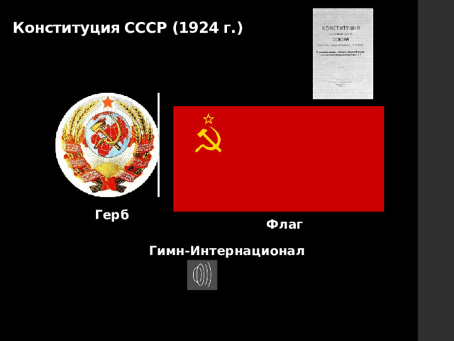 Конституция СССР (1924 г.) Герб Флаг Гимн-Интернационал 