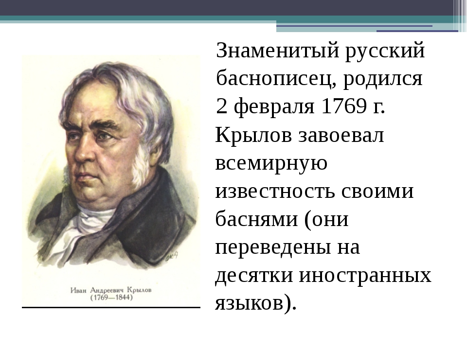 Биография крылова 2 класс презентация