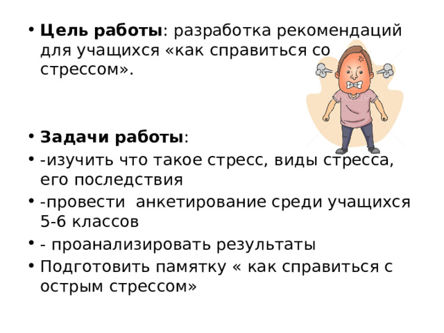 Презентация к исследовательскому проекту на тему: "Экзаменационный стресс: миф и