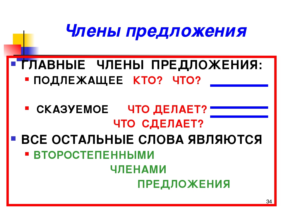 Главные чл предложения схема