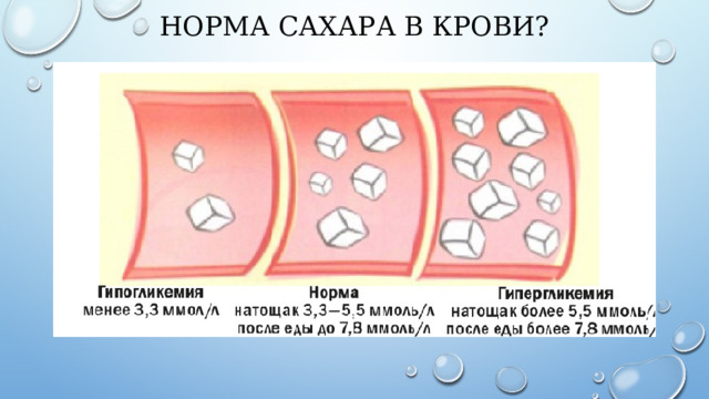 Норма сахара в крови?   