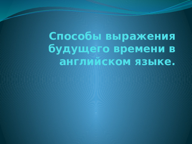 Способы выражения будущего времени в английском языке. 