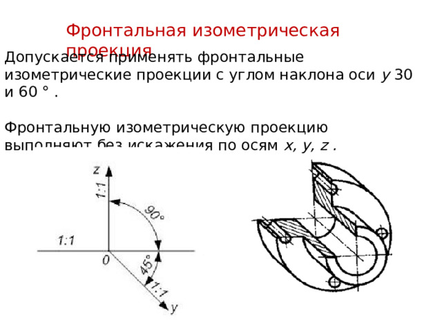 На рисунке показана штриховка на разрезе в диметрической проекции