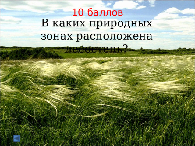 10 баллов В каких природных зонах расположена лесостепь?   