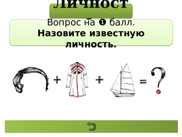 Личность Вопрос на ❶ балл. Назовите известную личность. 