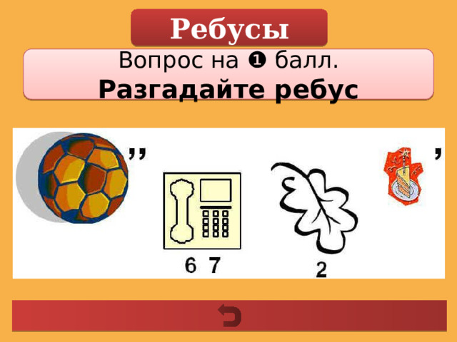 Ребусы Вопрос на ❶ балл. Разгадайте ребус 
